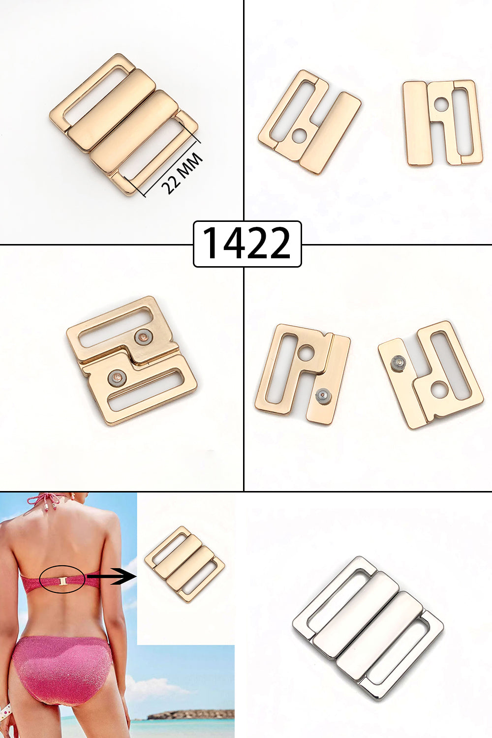 Alloy Back Clasps for Bras