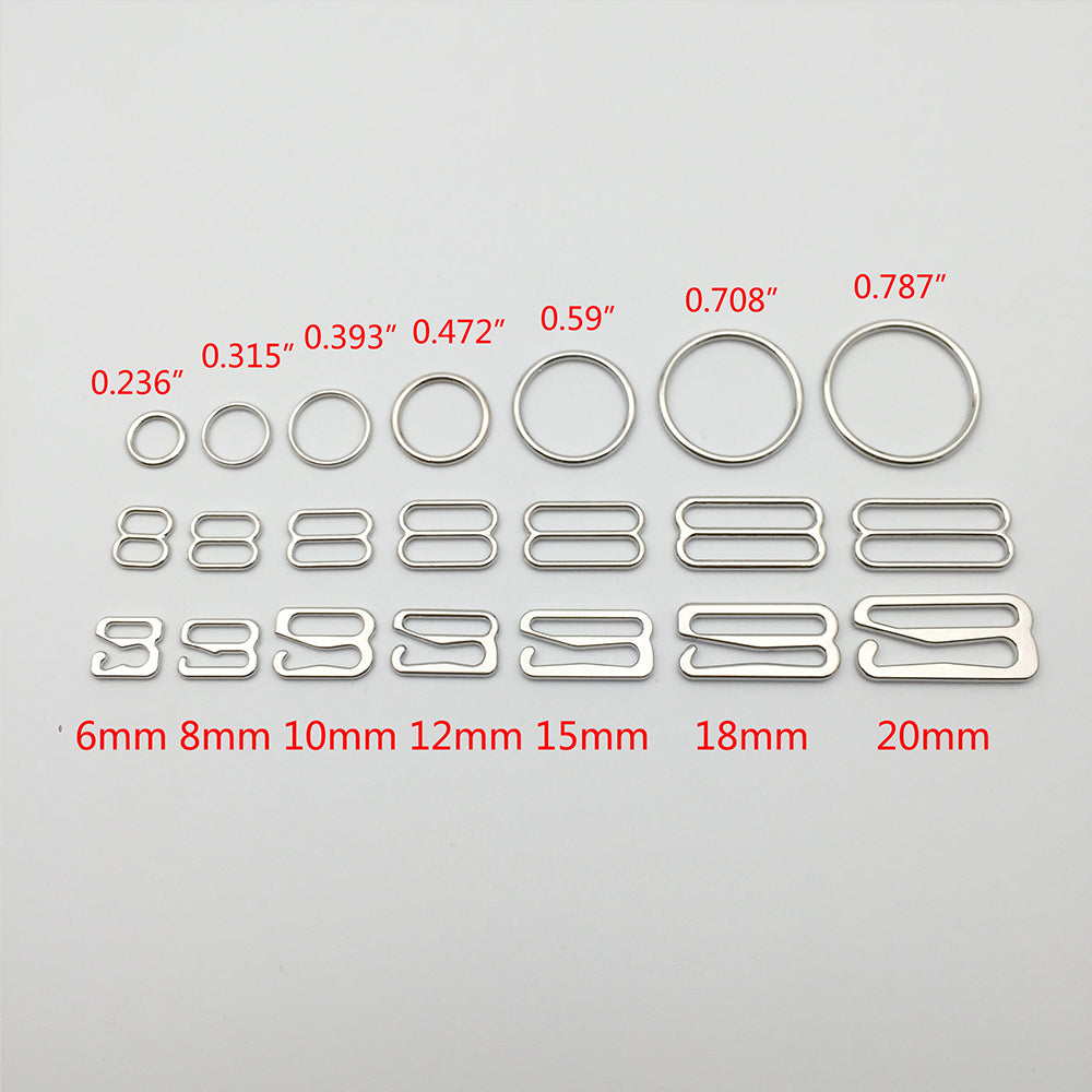 50 SETS Bra Aolly Ring Slider And Hook Various Sizes Available