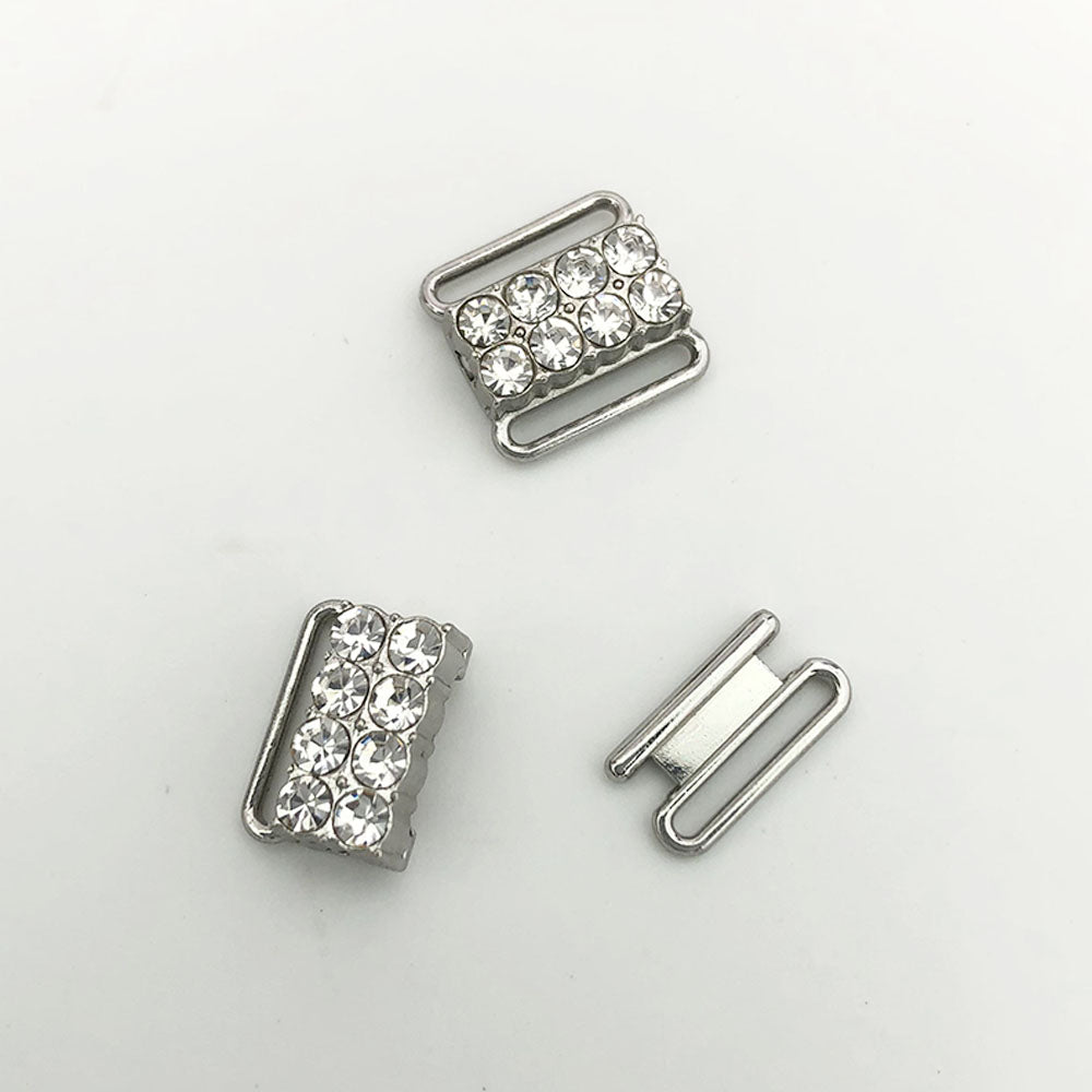 12mm Metal Bra Rhinestone Front Clasp - MS343