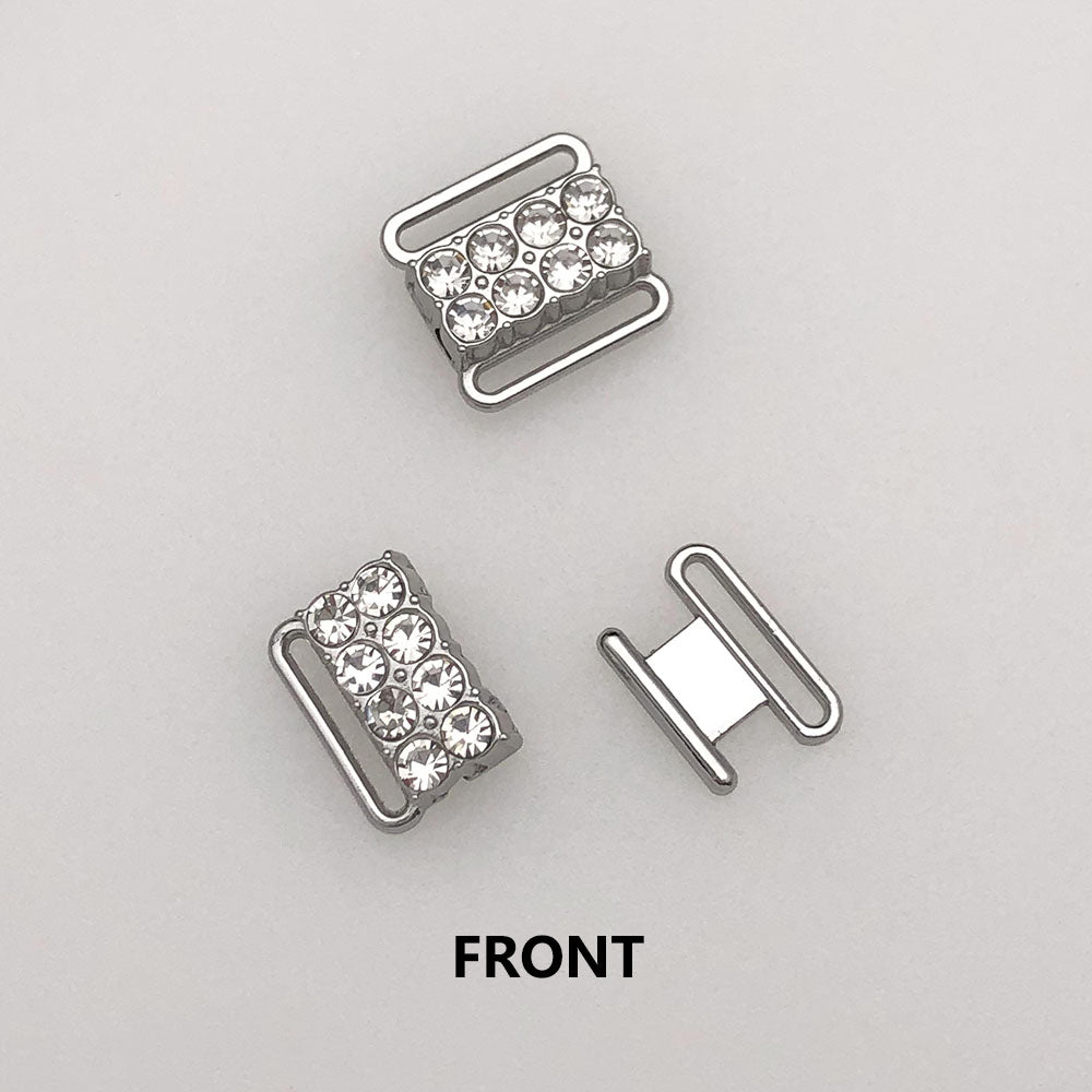 12mm Metal Bra Rhinestone Front Clasp - MS403