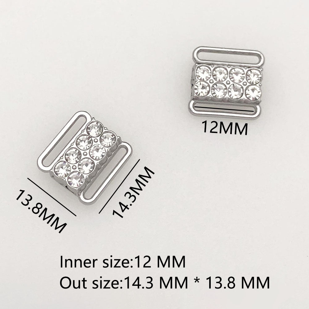 12mm Metal Bra Rhinestone Front Clasp - MS403